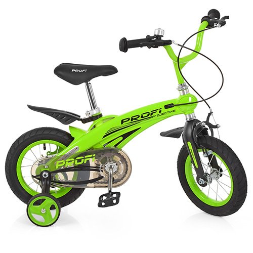 Двухколесный велосипед Profi Projective 12" Зеленый (LMG12124) с дополнительными колесиками