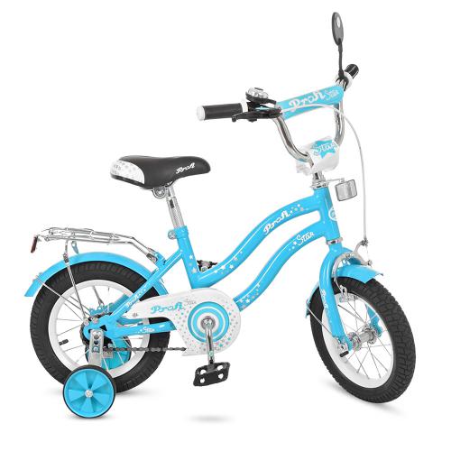 Двухколесный велосипед Profi Star 12" Голубой (L1294) с дополнительными колесиками