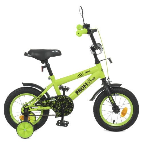 Велосипед детский двухколесный PROF1 Dino 12д. (Y1271-1) салатово-черный матовый фото 2