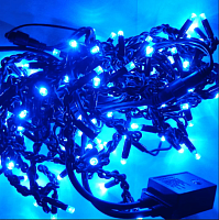 Гирлянда Бахрома наружная для фасада LED 100 Синяя, чёрный провод; 3.20 м, 0,3*0,5*0,7 м