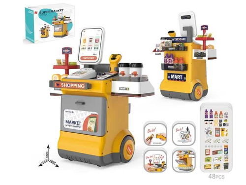 Детский Магазин: звук, подсветка, сканер, продукты, купюры, монеты, на батарейках (668-127)