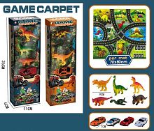 Набор машин, 3 фигурки динозавров, игровой коврик (B 801 - A1) 2 вида