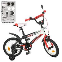 Велосипед детский двухколесный PROF1 Inspirer 14д. (Y14325-1) черно-бело-красный матовый