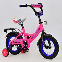 Двухколесный велосипед CORSO 12" Розовый (С12050) с дополнительными колесами