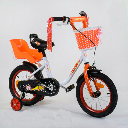 Двухколесный велосипед CORSO 14" (1408) с дополнительными колесами
