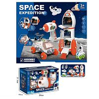 Набор космоса 551-1 (8/2) марсоход, электрический шуруповерт, ракета, 2 фигурки космонавтов, 2 вида мини-транспорта, подсветка, в коробке
