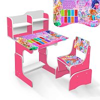 Парта школьная "Феи Винкс" ЛДСП ПШ (023) 69*45 см., цвет розовый, + 1 стул