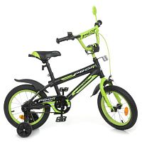 Велосипед детский двухколесный PROF1 Inspirer 14д. (Y14321-1) черно-салатовый матовый