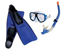 Набор для плавания SPORT маска + трубка+ласты Blue (55957)
