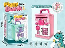 Сейф 6002 A (36/2) "Piggy Smart Bank", 2 цвета, свет, звук, бумажные купюры, в коробке