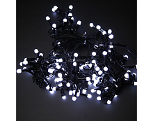 Гирлянда 500 LED / 100 м, круглые лампы, чёрн. шнур, синий свет