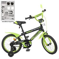 Велосипед детский двухколесный PROF1 Inspirer 16д. (Y16321-1) черно-салатовый матовый