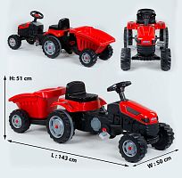 Веломобиль-трактор педальный с прицепом (07-316) RED