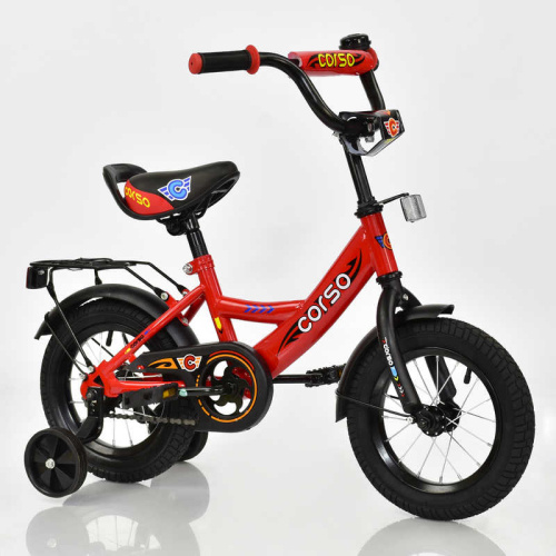 Велосипед двухколесный CORSO 12" Красный (С12020) со звонком