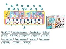 Коврик музыкальный 118-14 (36/2) пианино, звуки инструментов, ноты, мелодии, функция записи, в коробке