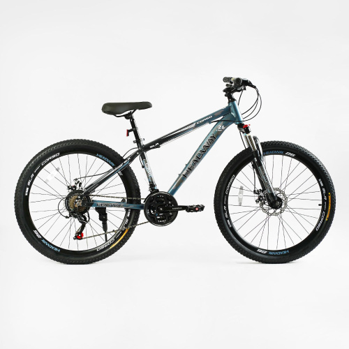 Велосипед Спортивный Corso «HEADWAY» 26" дюймов HW-26314 (1) рама алюминиевая 15", оборудование Shimano 21 скорость, собран на 75%