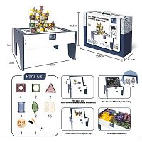 Конструктор магнитный XC-B 13 (4) 30 деталей, туннели, шарик, деревянный стол 55х37х23 см, двухсторонняя доска для рисования, маркеры, в коробке