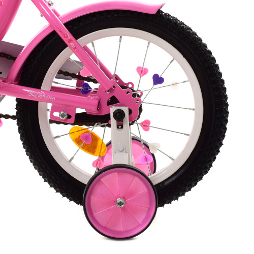 Двухколесный велосипед Profi Ballerina 14" Розовый (Y1481) с дополнительными колесиками фото 5
