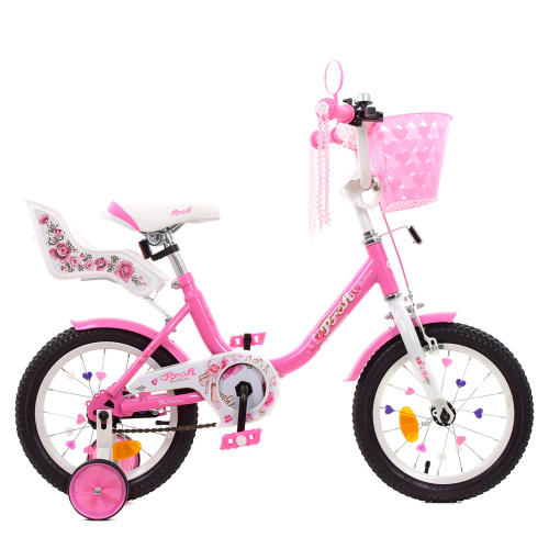 Двухколесный велосипед Profi Ballerina 14" Розовый (Y1481-1K) с дополнительными колесиками фото 2