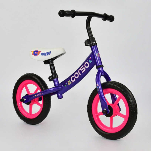 Велобег CORSO 12" Фиолетовый (С-7340) с пенополиуретановыми колесами