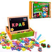 Магнитный набор 2 в 1 "Азбука и математика" в деревянной коробке /укр/ - VT5411-17 (4) "Vladi Toys",