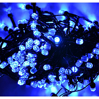 Гирлянда Нить Кристалл LED 200 синий, чёрный провод (10202)