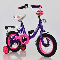 Велосипед двухколесный CORSO 12" Фиолетовый (С12010) со звонком