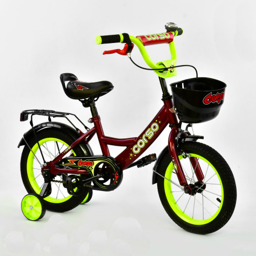 Двухколесный велосипед Corso 14" (G-14314) с дополнительными колесами