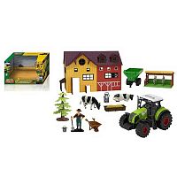 Трактор 550-2 K (6) 12 элементов, фигурки, инерционный трактор, подсветка, звук, домик, в коробке