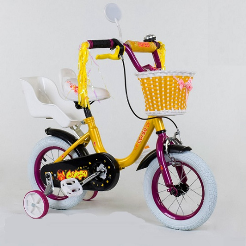 Двухколесный велосипед CORSO 12" (1292) с дополнительными колесами