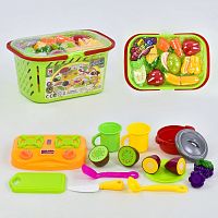 Игровой набор посуды (687) с продуктами на липучках